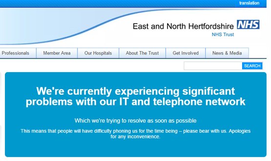WannaCry delays Lorenzo go-live at East and North Hertfordshire