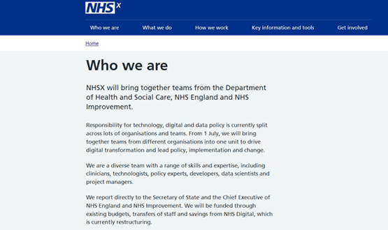 Suggestion NHSX will be funded by NHS Digital restructure is withdrawn
