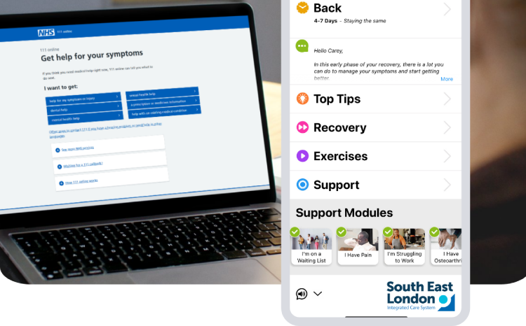 getUBetter app embedded into NHS 111 pathway